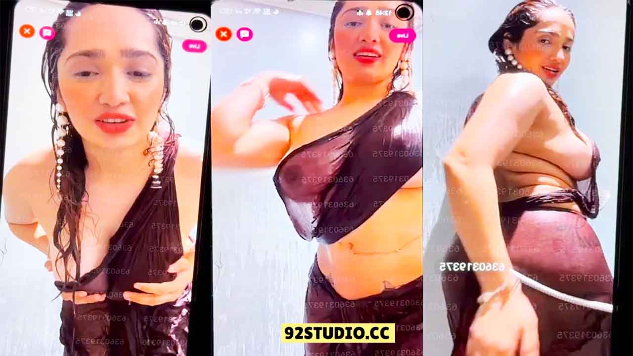 Aditi Mistry Nude Boobs Nipples Visible in Wet Saree Live Video P02